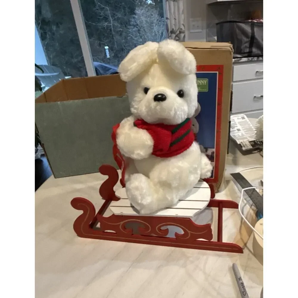 Vintage Sledding Bunny Red Sled 17